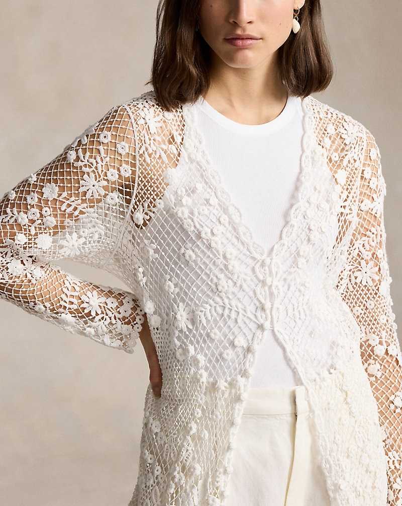 Chamarras Ralph Lauren Lace Buttoned Duster Mujer Blancos | ZHGAIYN-10 - vista 5