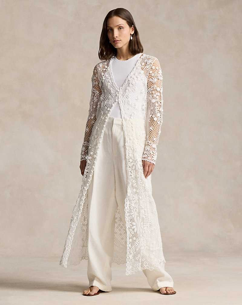 Chamarras Ralph Lauren Lace Buttoned Duster Mujer Blancos | ZHGAIYN-10 - vista 1