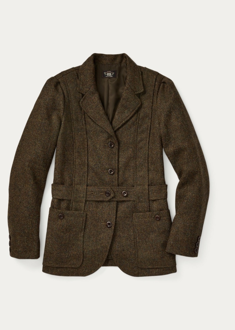 Chamarras Lana Tweed Belted Mujer Marrom | BSWO03621 - vista 1