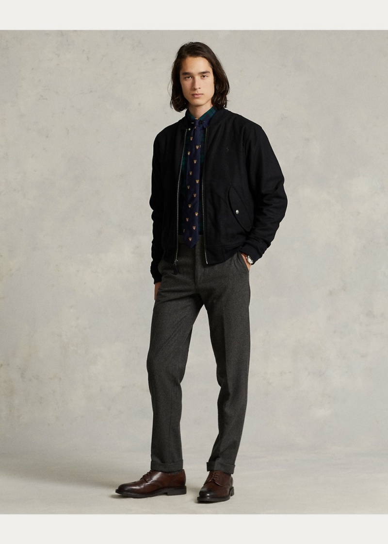 Chamarras Lana-Blend Bomber Hombre Negros | UMAT05138 - vista 2