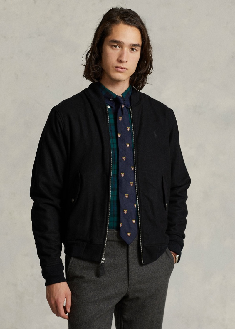 Chamarras Lana-Blend Bomber Hombre Negros | UMAT05138 - vista 1