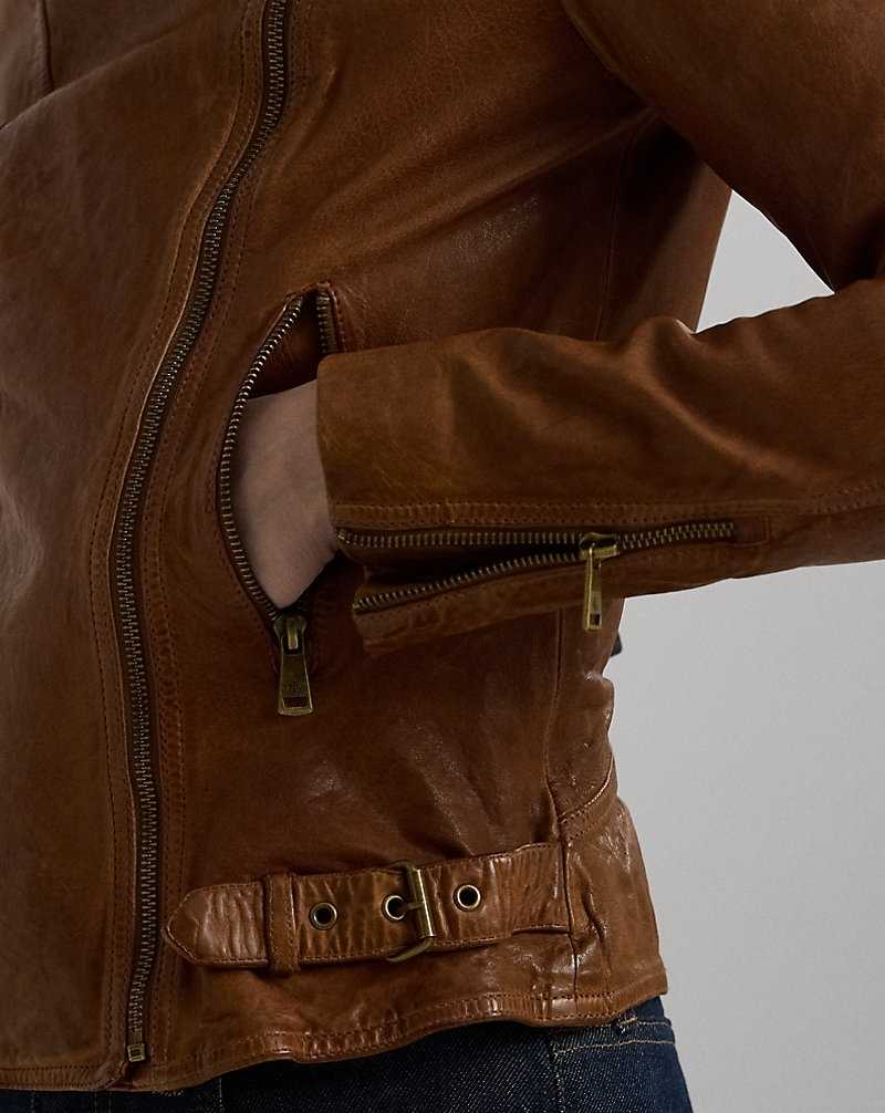 Chamarras Ralph Lauren Leather Moto Mujer Azules | JAZDULF-87 - vista 5