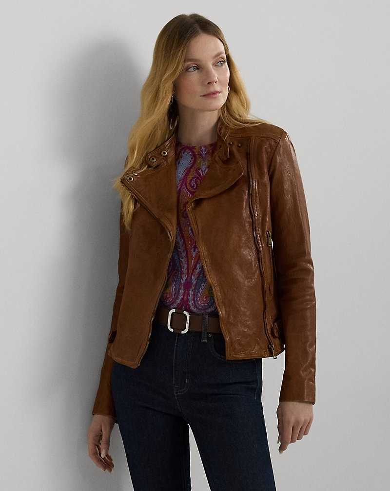 Chamarras Ralph Lauren Leather Moto Mujer Azules | JAZDULF-87 - vista 1