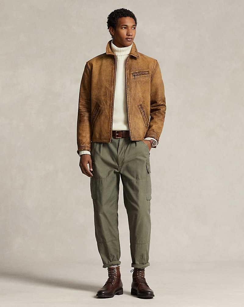 Chamarras Ralph Lauren Leather Newsboy Hombre Marrom | CHMWVOI-42 - vista 3