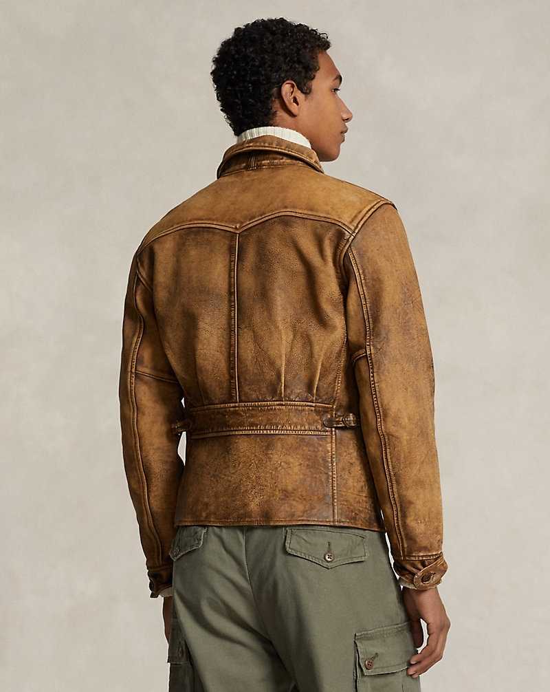 Chamarras Ralph Lauren Leather Newsboy Hombre Marrom | CHMWVOI-42 - vista 4