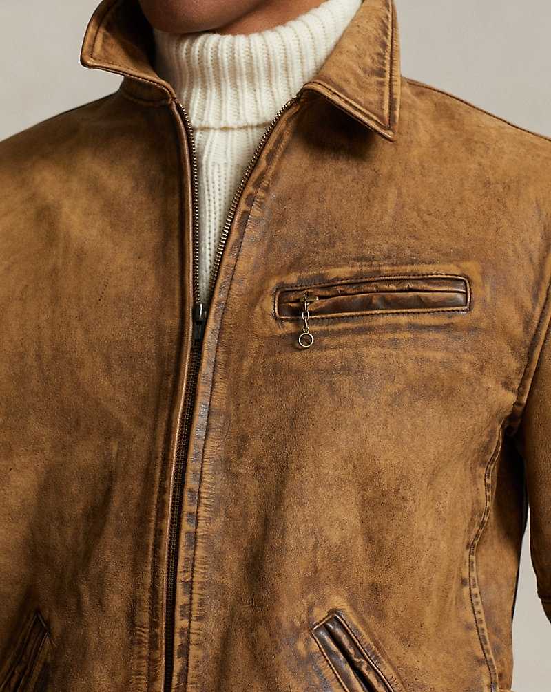 Chamarras Ralph Lauren Leather Newsboy Hombre Marrom | CHMWVOI-42 - vista 5