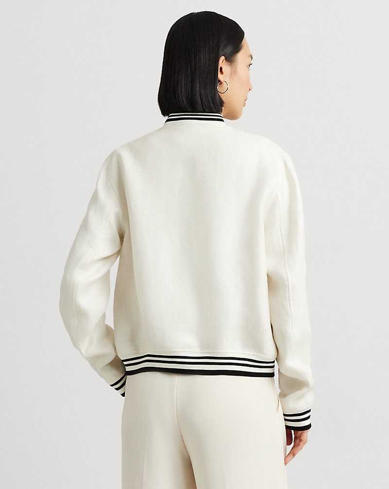 Chamarras Ralph Lauren Linen Bomber Mujer Creme | BELWSTR-08 - vista 4