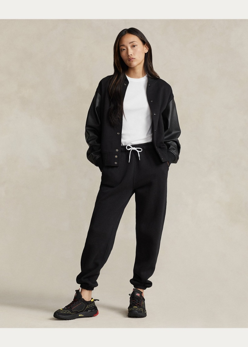 Chamarras Logo Cuero-Trim Fleece Bomber Mujer Negros | TQUN27483 - vista 4