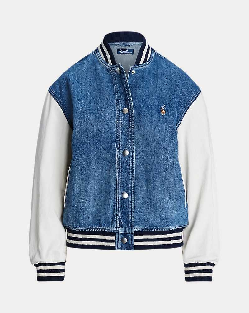 Chamarras Ralph Lauren Logo Flag Bomber Mujer Azules | GKJRUTO-24 - vista 2
