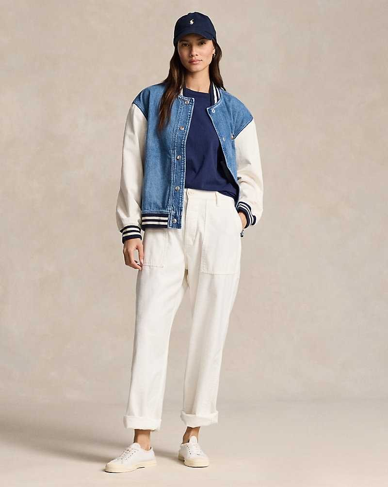Chamarras Ralph Lauren Logo Flag Bomber Mujer Azules | GKJRUTO-24 - vista 3