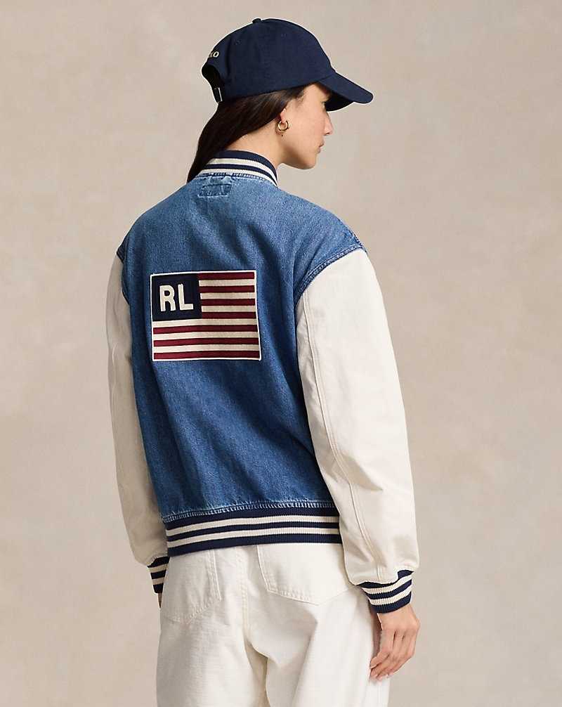 Chamarras Ralph Lauren Logo Flag Bomber Mujer Azules | GKJRUTO-24 - vista 4