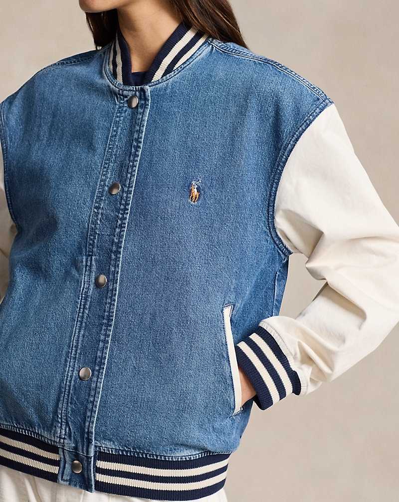 Chamarras Ralph Lauren Logo Flag Bomber Mujer Azules | GKJRUTO-24 - vista 5