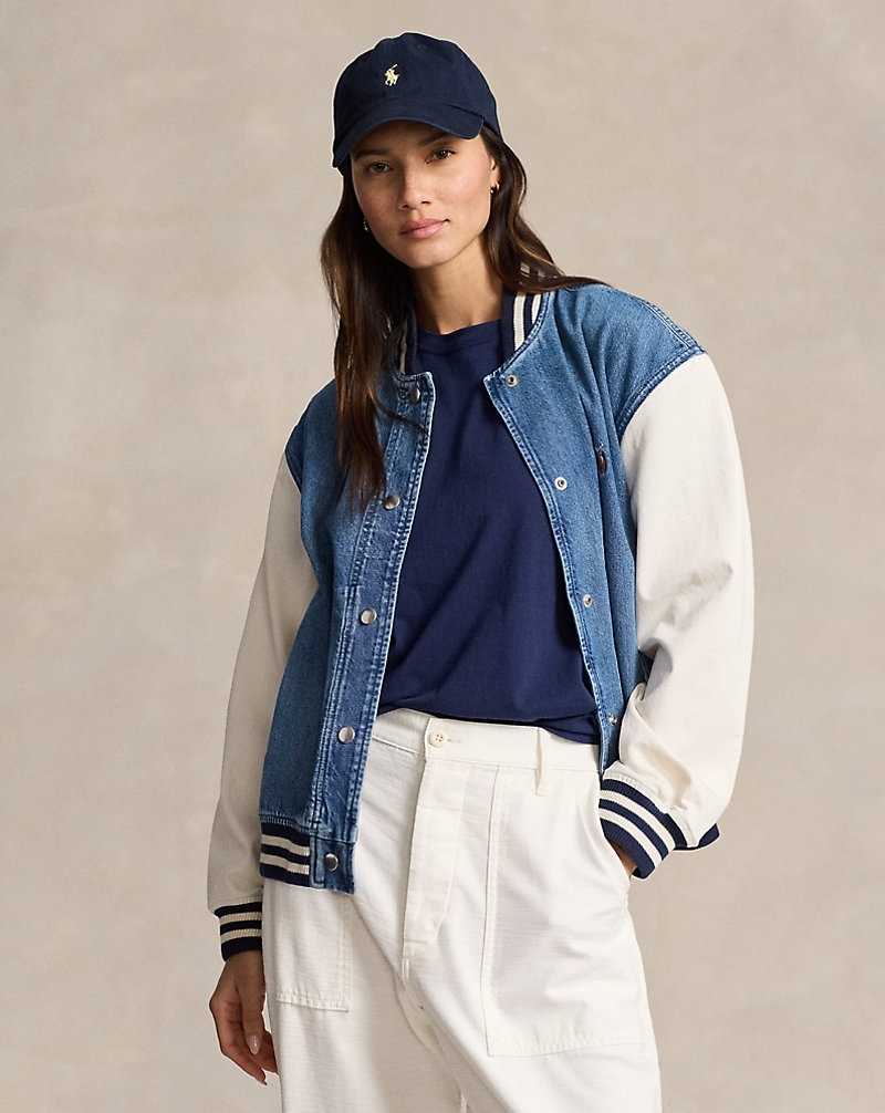 Chamarras Ralph Lauren Logo Flag Bomber Mujer Azules | GKJRUTO-24 - vista 1