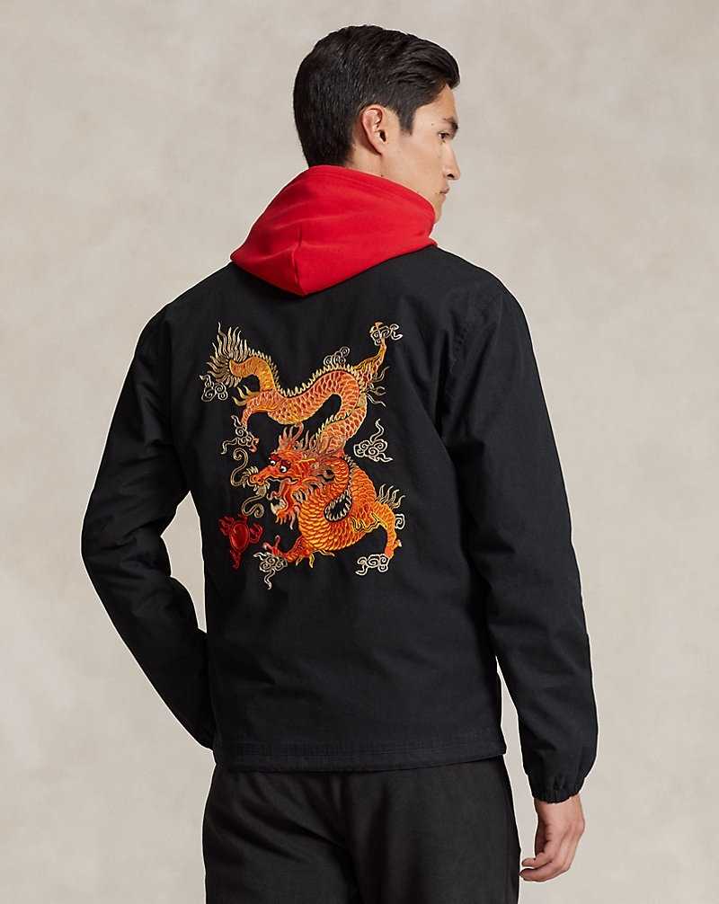 Chamarras Ralph Lauren Lunar New Year Dragon Coach's Hombre Negros | BPFDKYE-76 - vista 4