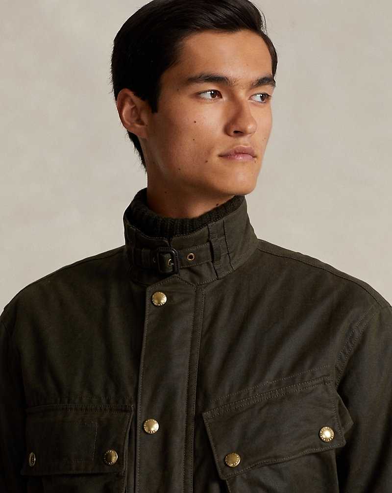 Chamarras Ralph Lauren Oilcloth Biker Hombre Verdes | XIETSAM-23 - vista 5