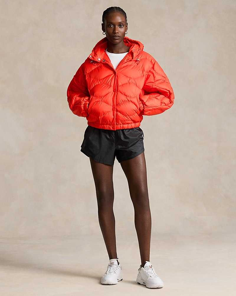 Chamarras Ralph Lauren Onion-Quilted Hooded Down Mujer Bright Poppy | IDNTRPF-08 - vista 3