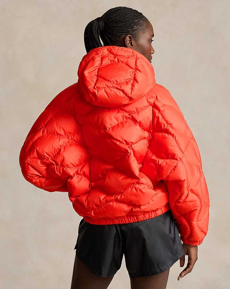 Chamarras Ralph Lauren Onion-Quilted Hooded Down Mujer Bright Poppy | IDNTRPF-08 - vista 4