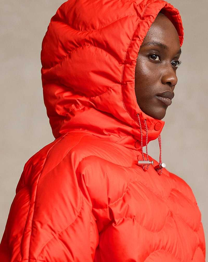Chamarras Ralph Lauren Onion-Quilted Hooded Down Mujer Bright Poppy | IDNTRPF-08 - vista 5