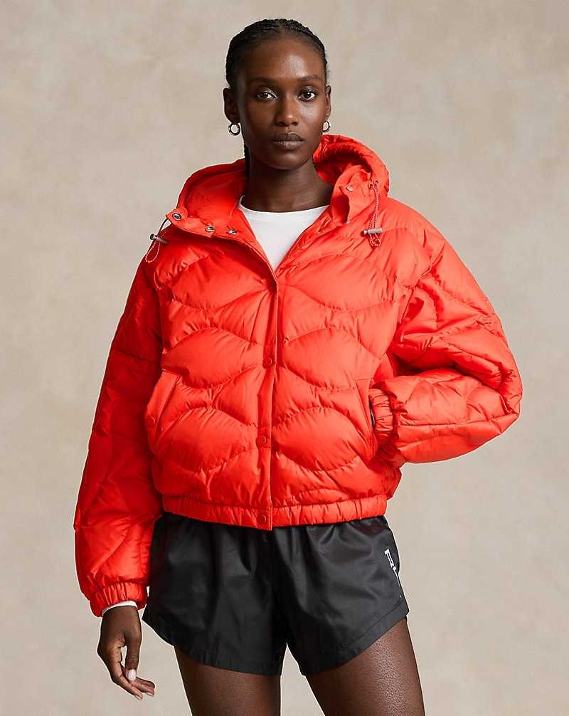 Chamarras Ralph Lauren Onion-Quilted Hooded Down Mujer Bright Poppy | IDNTRPF-08 - vista 1