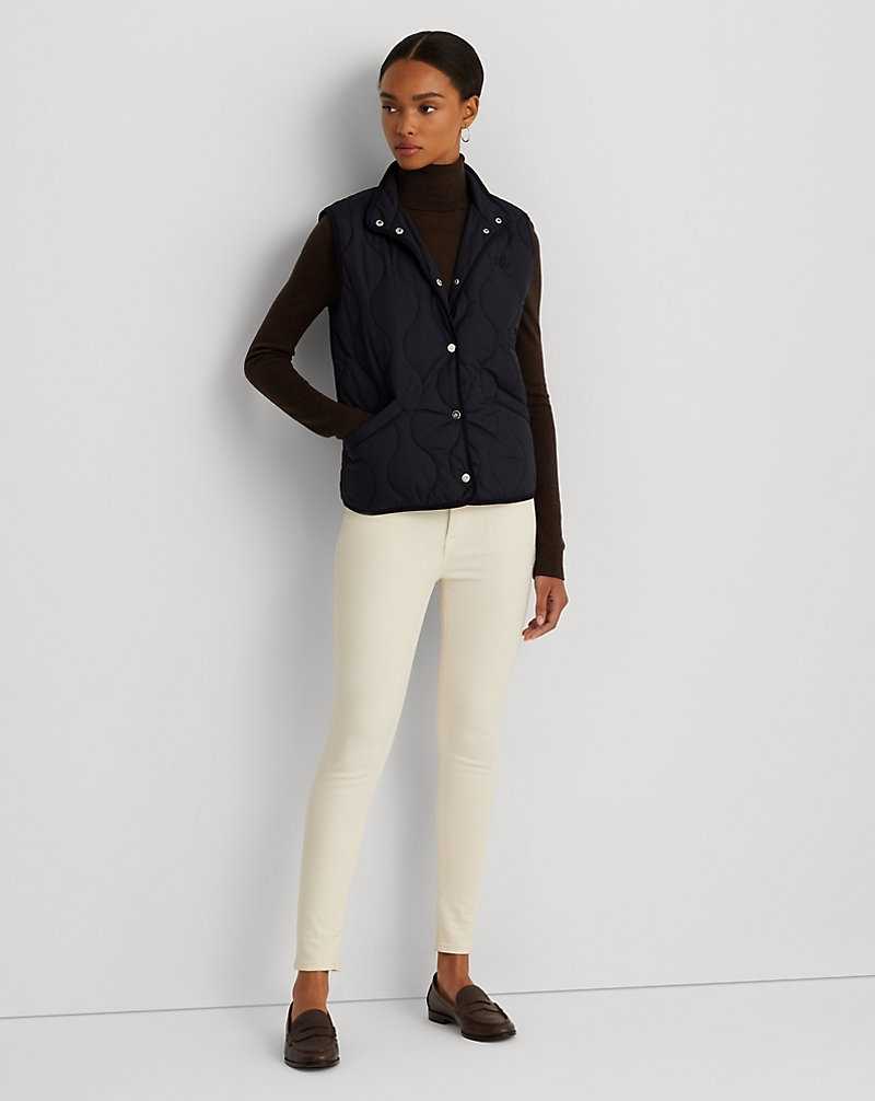 Chamarras Ralph Lauren Onion-Quilted Mockneck Gilet Mujer Azul Marino | PLVBFJA-41 - vista 3
