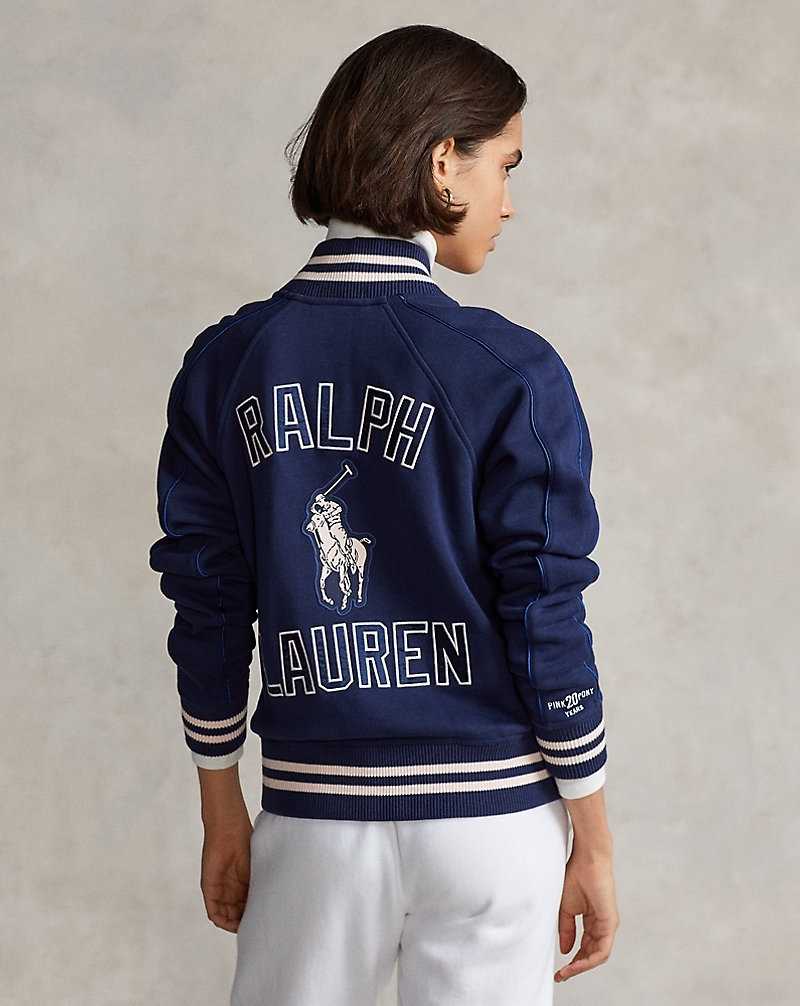 Chamarras Ralph Lauren Pink Pony Fleece Baseball Mujer Azul Marino | WXUSPTD-90 - vista 4