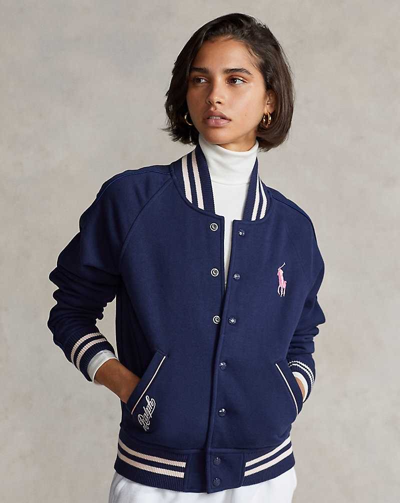 Chamarras Ralph Lauren Pink Pony Fleece Baseball Mujer Azul Marino | WXUSPTD-90 - vista 1