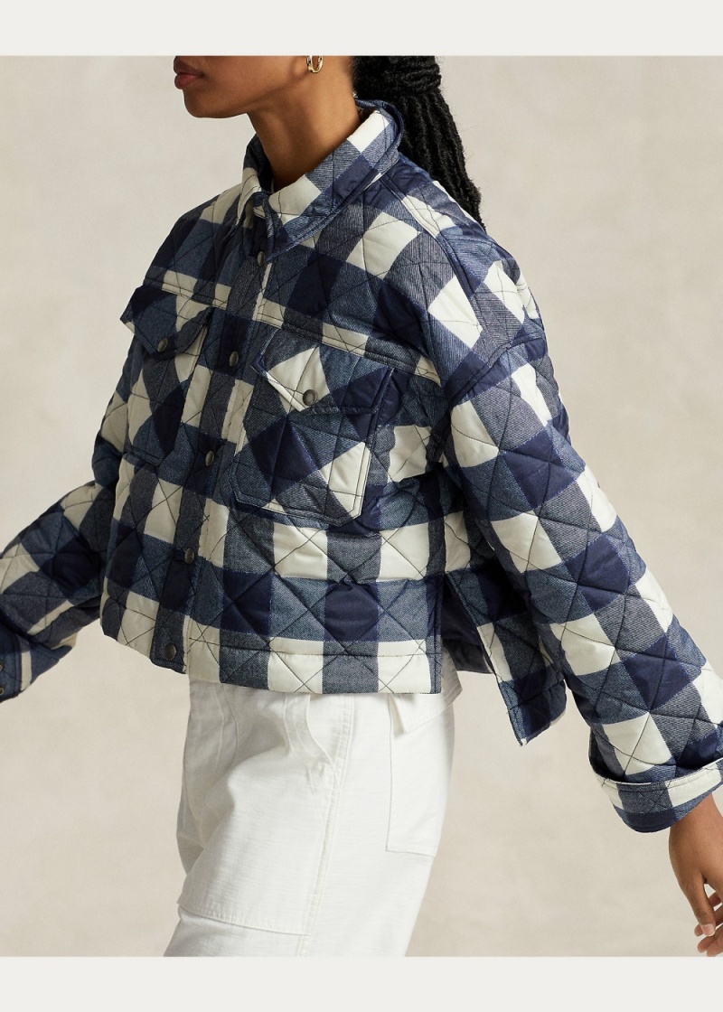 Chamarras Plaid Agua-Repellent Acolchado Mujer Marrom | JNVQ48905 - vista 3