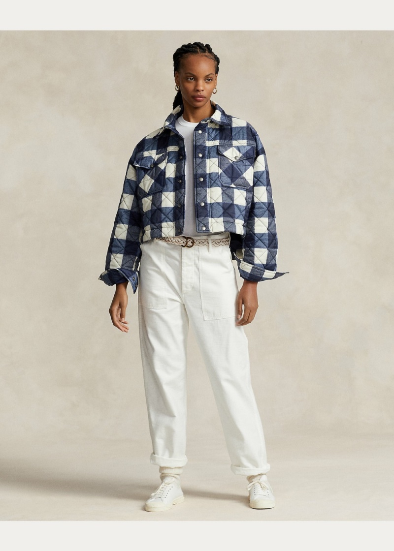 Chamarras Plaid Agua-Repellent Acolchado Mujer Marrom | JNVQ48905 - vista 5