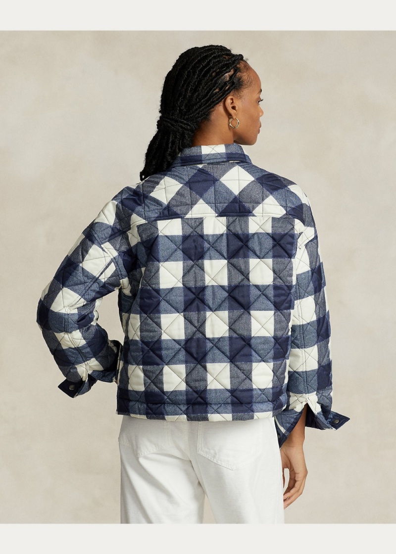 Chamarras Plaid Agua-Repellent Acolchado Mujer Marrom | JNVQ48905 - vista 6