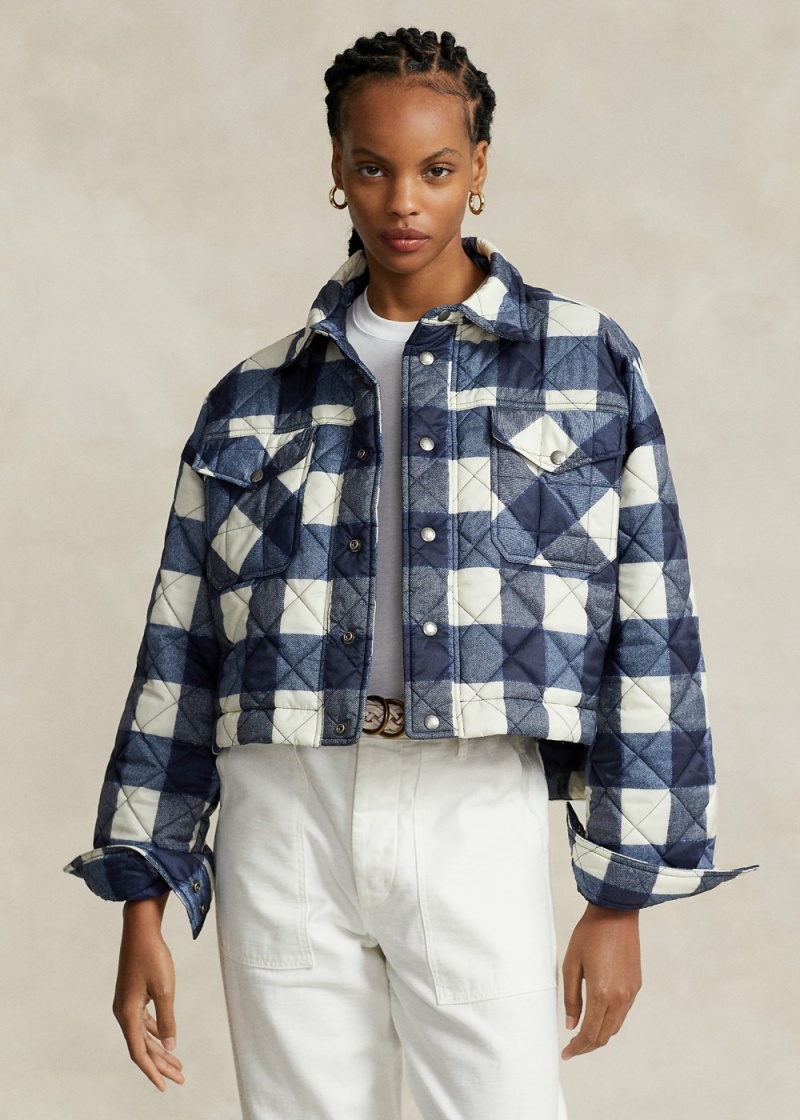Chamarras Plaid Agua-Repellent Acolchado Mujer Marrom | JNVQ48905 - vista 1