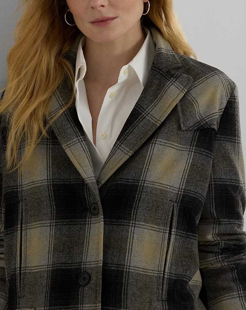 Chamarras Ralph Lauren Plaid Wool-Blend Twill Mujer Black/Tan/Grey Multi | JMNQWOV-60 - vista 5