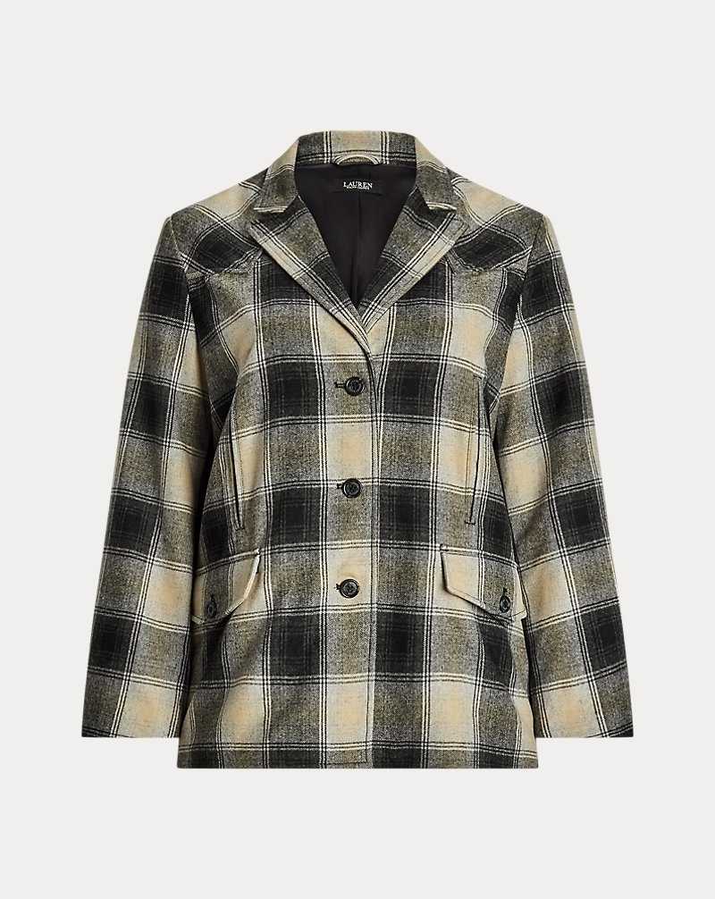 Chamarras Ralph Lauren Plaid Wool-Blend Twill Mujer Black/Tan/Grey Multi | AQUDVWY-07 - vista 2