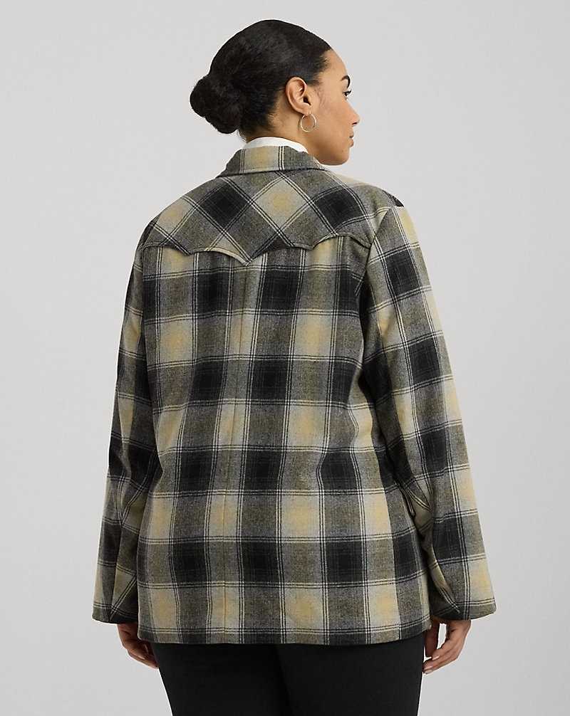 Chamarras Ralph Lauren Plaid Wool-Blend Twill Mujer Black/Tan/Grey Multi | AQUDVWY-07 - vista 4