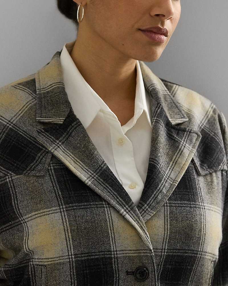 Chamarras Ralph Lauren Plaid Wool-Blend Twill Mujer Black/Tan/Grey Multi | AQUDVWY-07 - vista 5