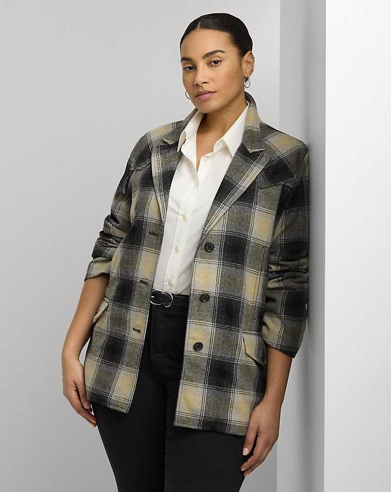 Chamarras Ralph Lauren Plaid Wool-Blend Twill Mujer Black/Tan/Grey Multi | AQUDVWY-07 - vista 1