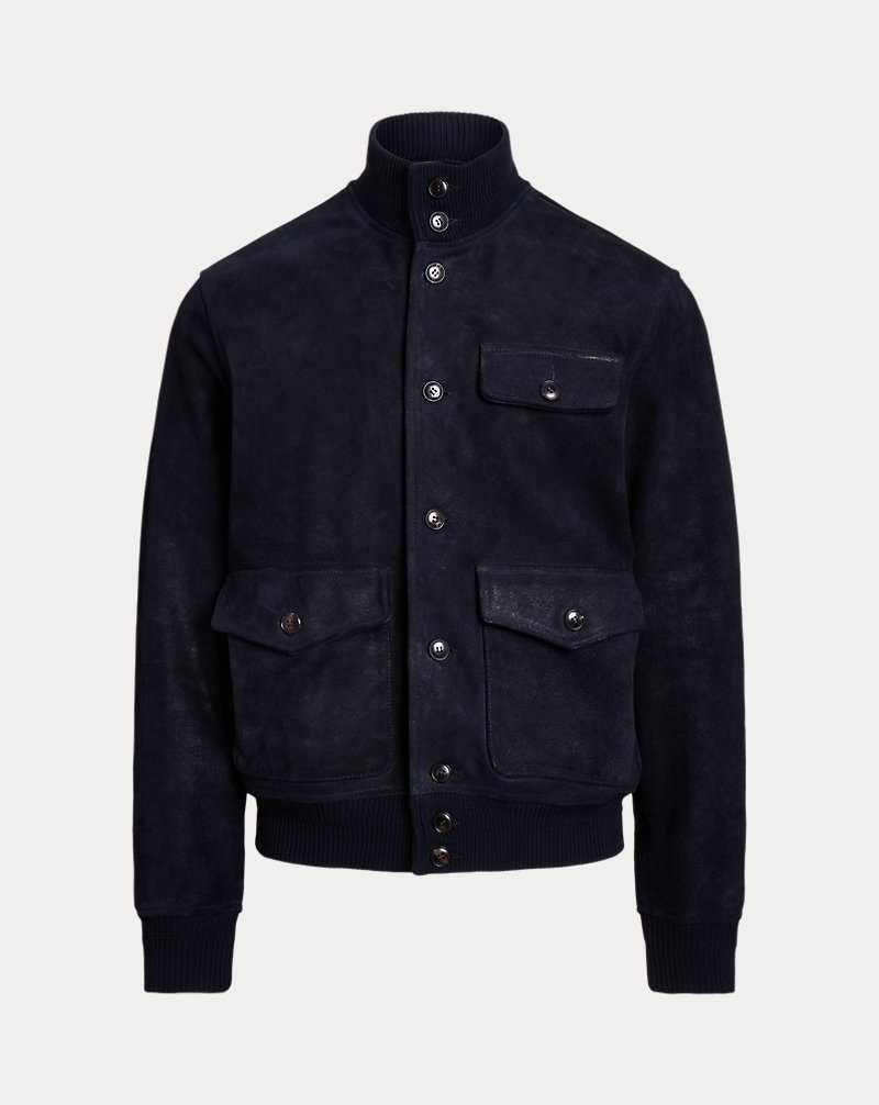Chamarras Ralph Lauren Roughout Suede Hombre Azul Marino | RUXFZDE-72 - vista 2