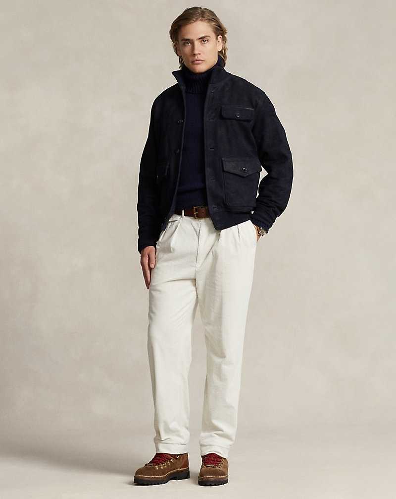 Chamarras Ralph Lauren Roughout Suede Hombre Azul Marino | RUXFZDE-72 - vista 3
