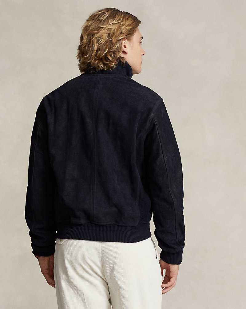 Chamarras Ralph Lauren Roughout Suede Hombre Azul Marino | RUXFZDE-72 - vista 4