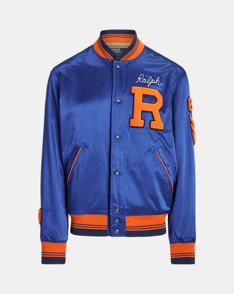 Chamarras Ralph Lauren Satin Letterman Hombre Azules | ASZPWHM-64 - vista 2