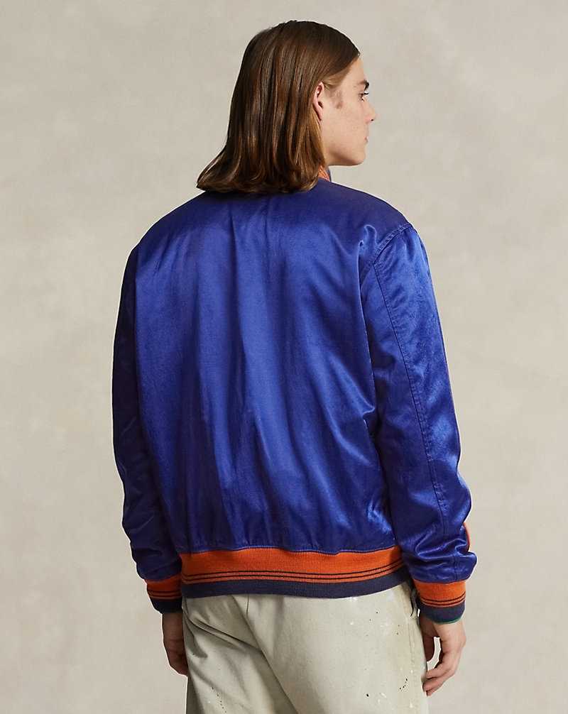 Chamarras Ralph Lauren Satin Letterman Hombre Azules | ASZPWHM-64 - vista 4