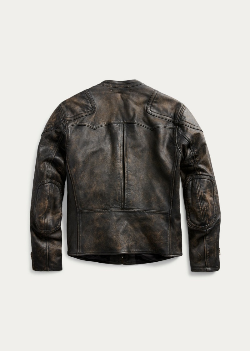 Chamarras Slim Fit Cuero Moto Hombre Negros | RHVI19032 - vista 2