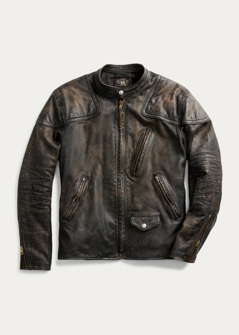 Chamarras Slim Fit Cuero Moto Hombre Negros | RHVI19032 - vista 1