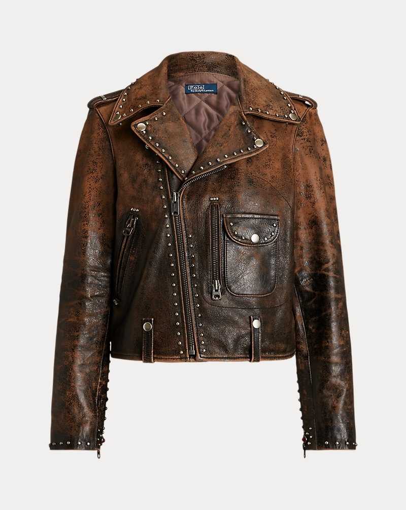 Chamarras Ralph Lauren Studded Leather Moto Mujer Brown/Amber | NTERVZD-60 - vista 2