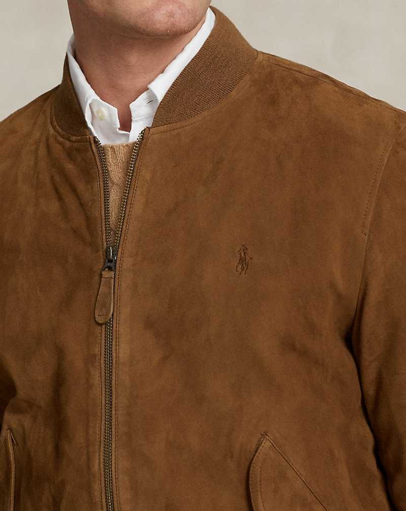 Chamarras Ralph Lauren Suede Bomber Hombre Marrom | COHLURS-04 - vista 5