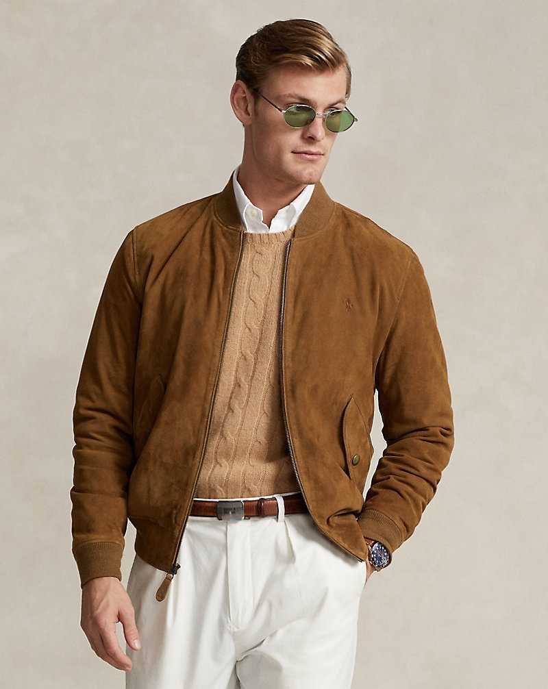 Chamarras Ralph Lauren Suede Bomber Hombre Marrom | COHLURS-04 - vista 1