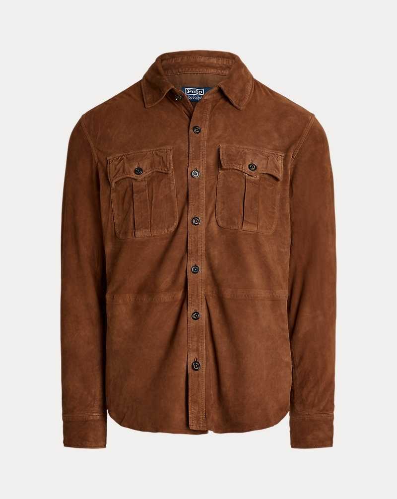 Chamarras Ralph Lauren Suede Utility Hombre Marrom | UMRQYFT-52 - vista 2