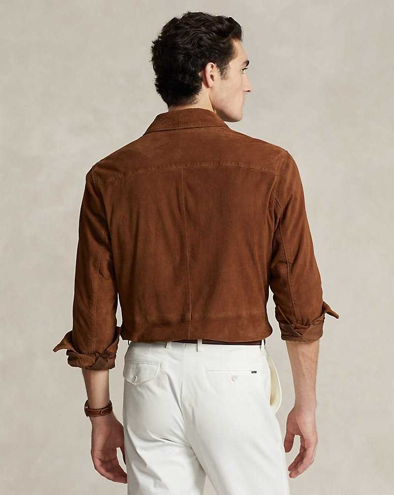 Chamarras Ralph Lauren Suede Utility Hombre Marrom | UMRQYFT-52 - vista 4