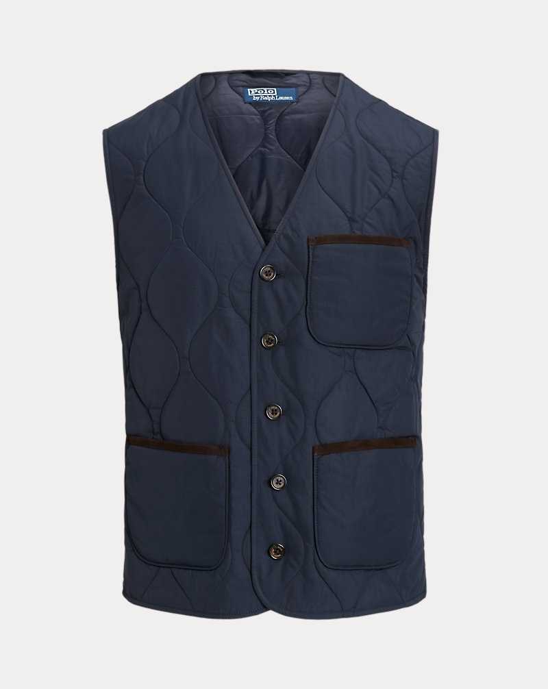 Chamarras Ralph Lauren Suede-Trim Quilted Gilet Hombre Azul Marino | ZBEWCQD-69 - vista 2