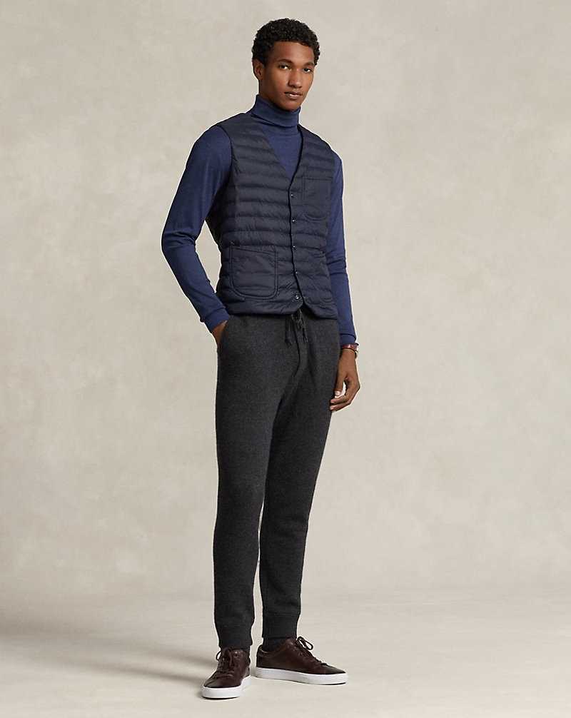 Chamarras Ralph Lauren The Beaton Water-Repellent V-Neck Gilet Hombre Azul Marino | PWEGNQO-32 - vista 3