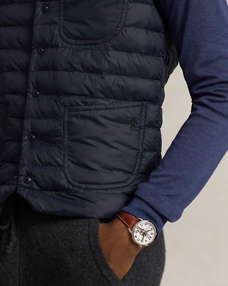 Chamarras Ralph Lauren The Beaton Water-Repellent V-Neck Gilet Hombre Azul Marino | PWEGNQO-32 - vista 5